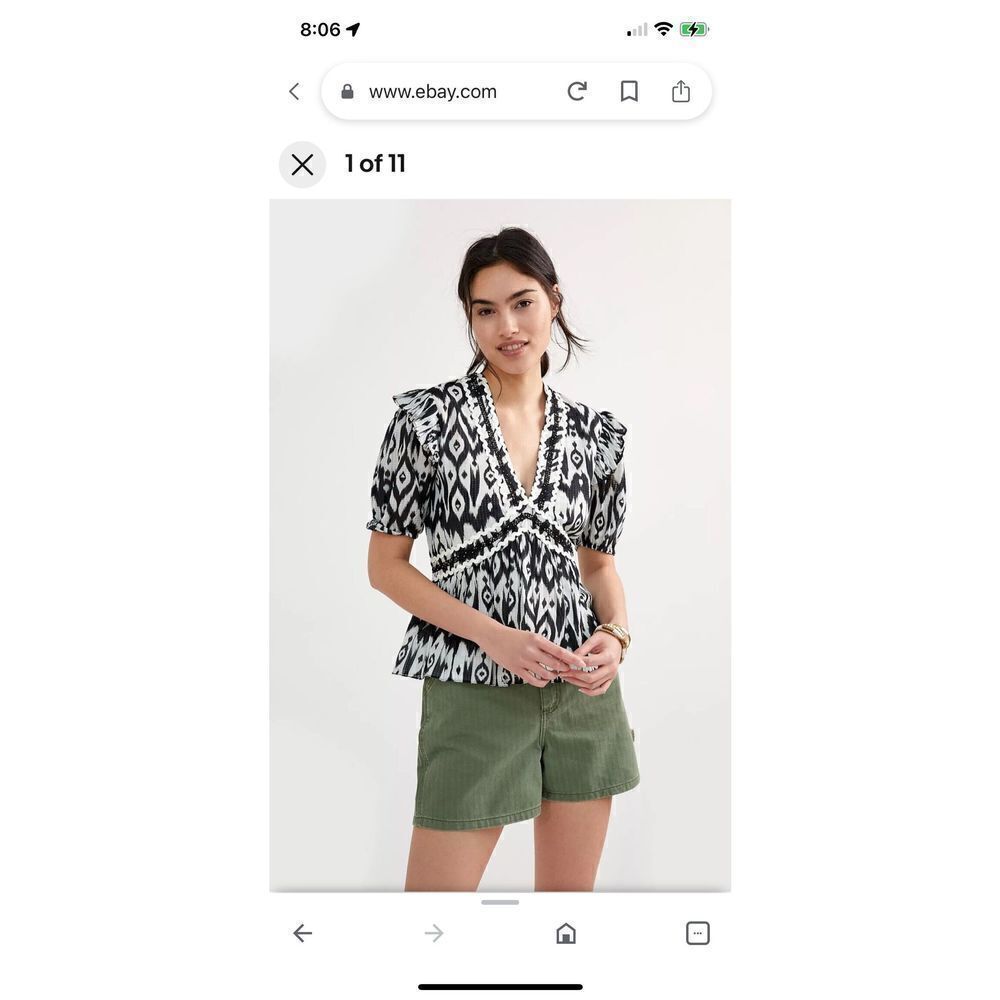 Verb by Pallavi Singhee Anthropologie Abstract Peplum Blouse XL NWT